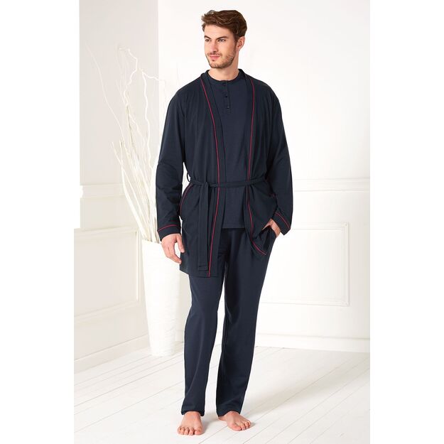 Doreanse men navy pyjama and robe set