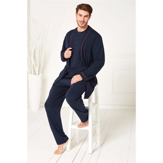 Doreanse men navy pyjama and robe set