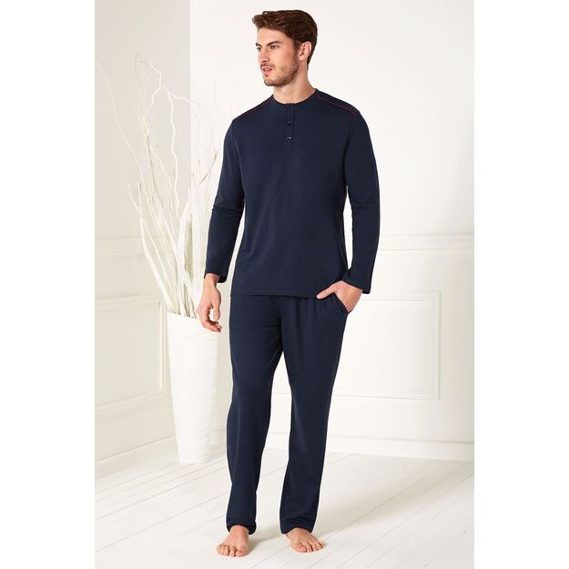 Doreanse men navy pyjama and robe set