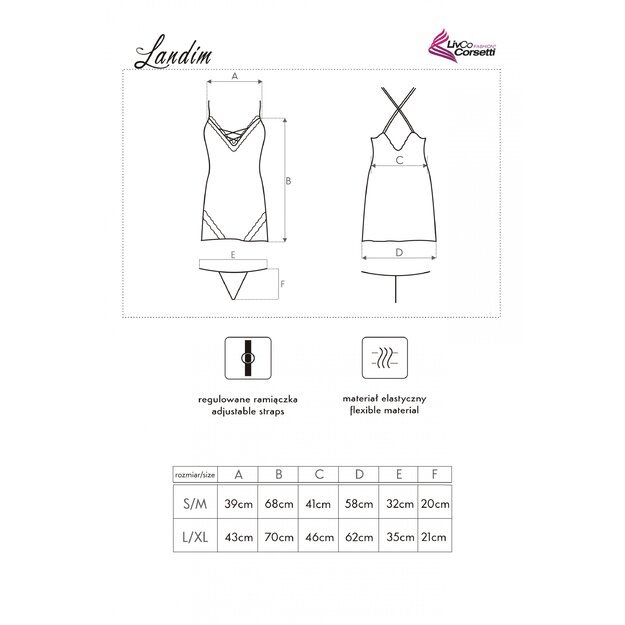 Landim satin t-shirt night with strings gold Livia Corsetti