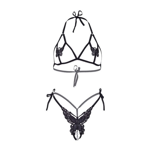 Leg Avenue Open cup bra and pearl panty Butterfly