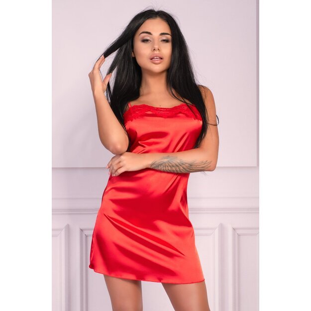 LivCo red Jacqueline Luxury Satin Dressing Gown, Chemise and G-String Set