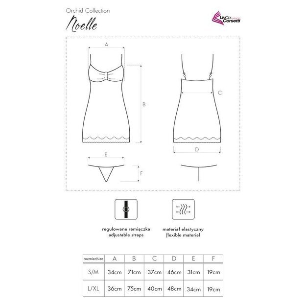 Noelle satin t-shirt night with strings Livia Corsetti