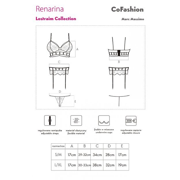  Renarina komplet bra + pas + thongs black Cofashion