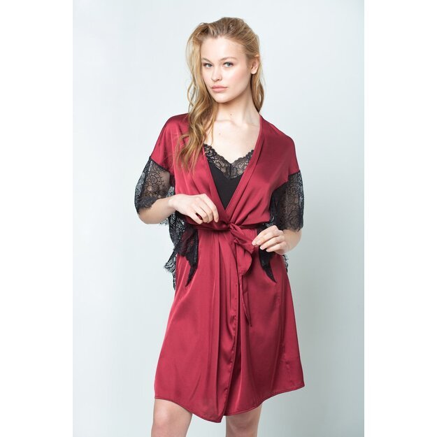 Sha Sha Silk bordo dressing-gown / robe decorated with lace Bergernia