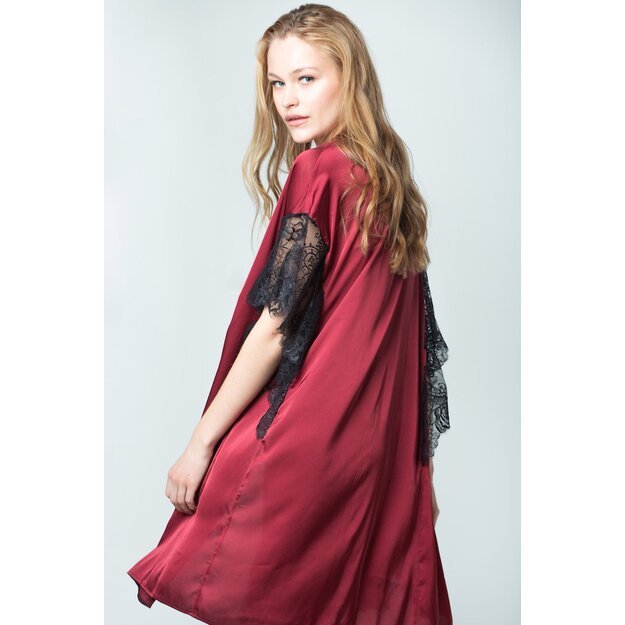 Sha Sha Silk bordo dressing-gown / robe decorated with lace Bergernia
