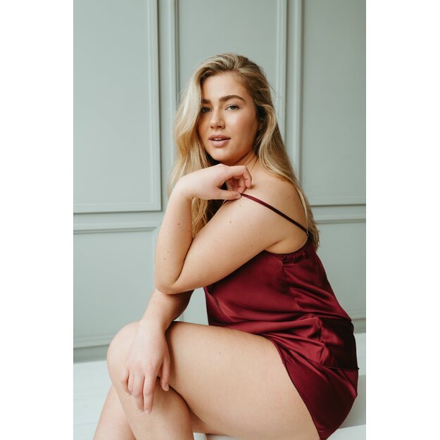 Shasha luxurious and sexy ACACIA women s burgundy 2-piece nightgown set