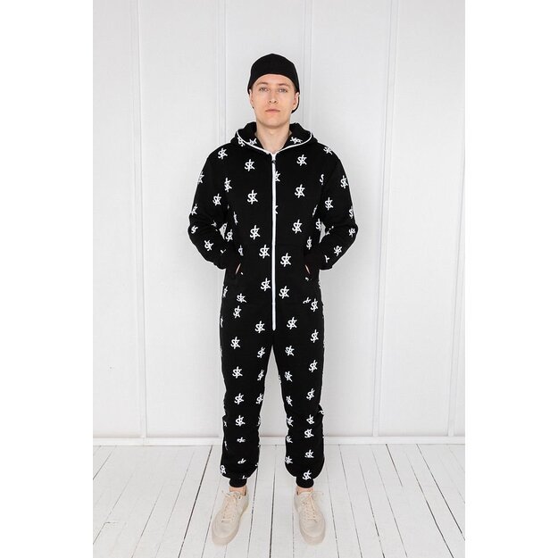 Sofa Killer all black onesie with a SK logo print