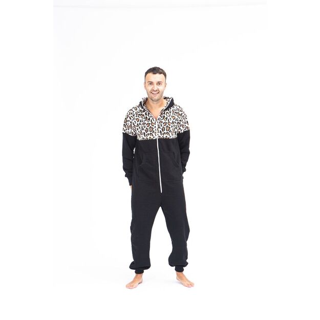 Sofa Killer black men onesie with leopard pattern LEO