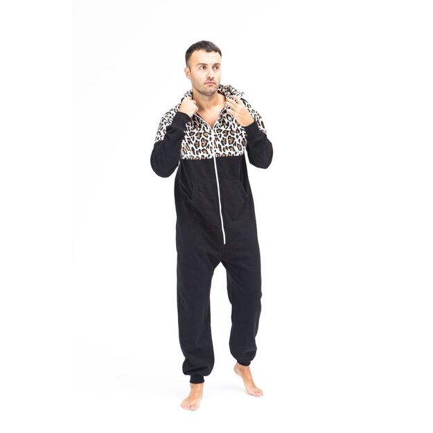 Sofa Killer black men onesie with leopard pattern LEO