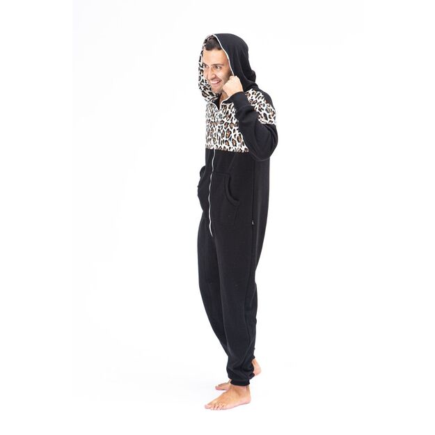 Sofa Killer black men onesie with leopard pattern LEO