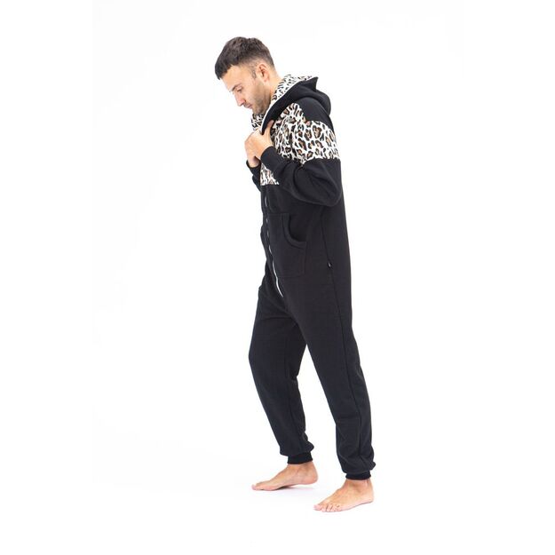 Sofa Killer black men onesie with leopard pattern LEO