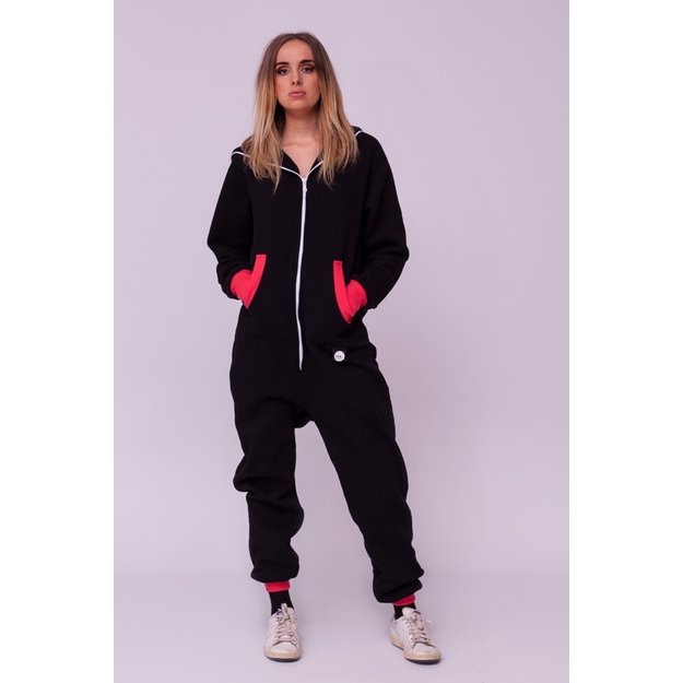 Sofa Killer black onesie with coral color cuff