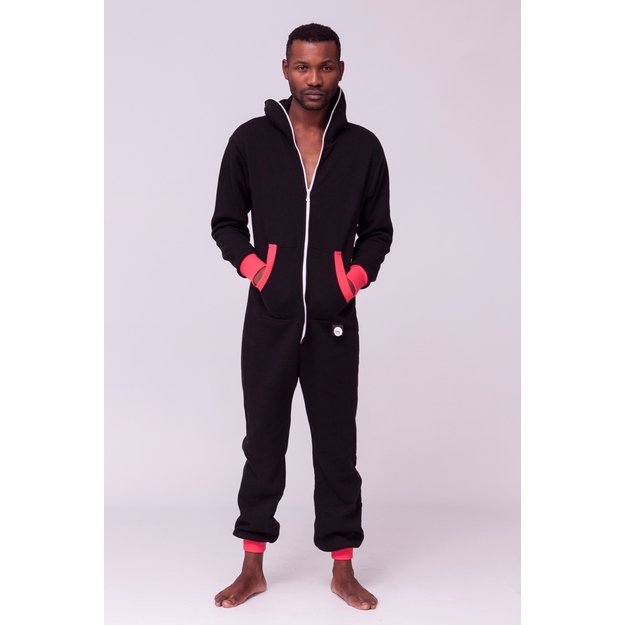 Sofa Killer black onesie with coral color cuff