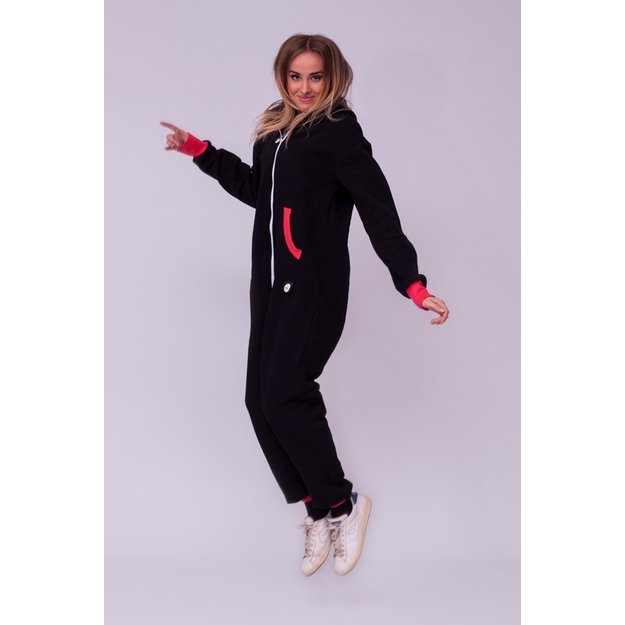 Sofa Killer black onesie with coral color cuff