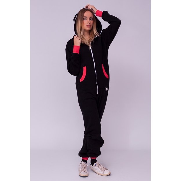 Sofa Killer black onesie with coral color cuff