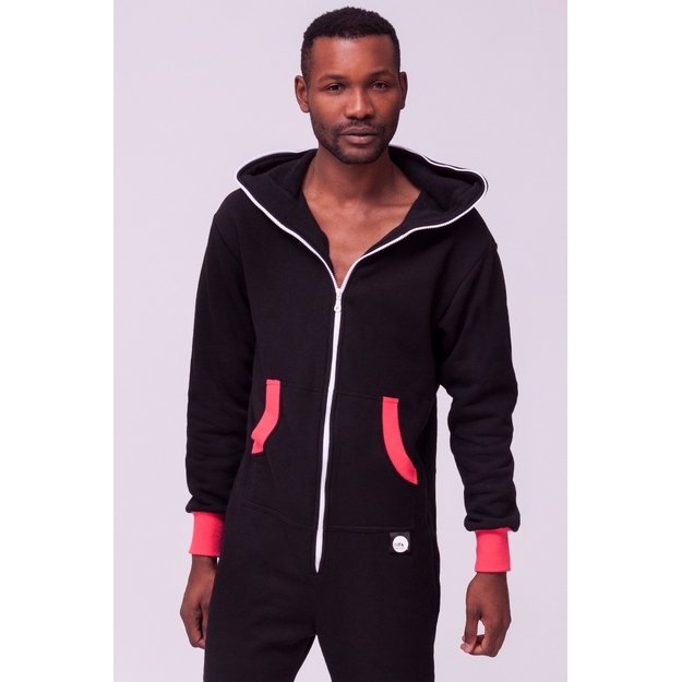 Sofa Killer black onesie with coral color cuff