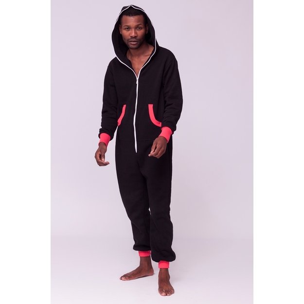 Sofa Killer black onesie with coral color cuff