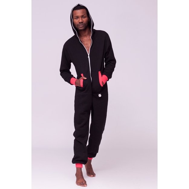 Sofa Killer black onesie with coral color cuff