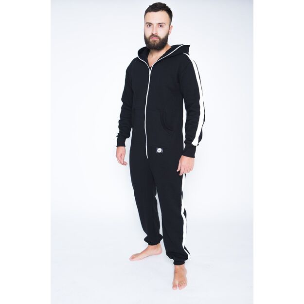 Sofa Killer black onesie with white vertical lines