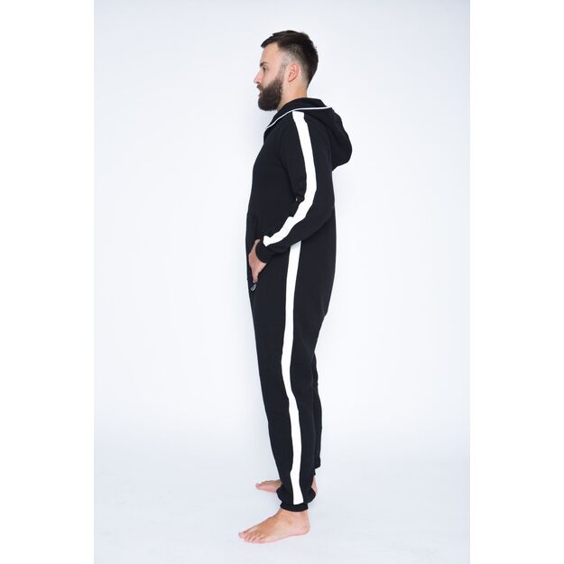 Sofa Killer black onesie with white vertical lines