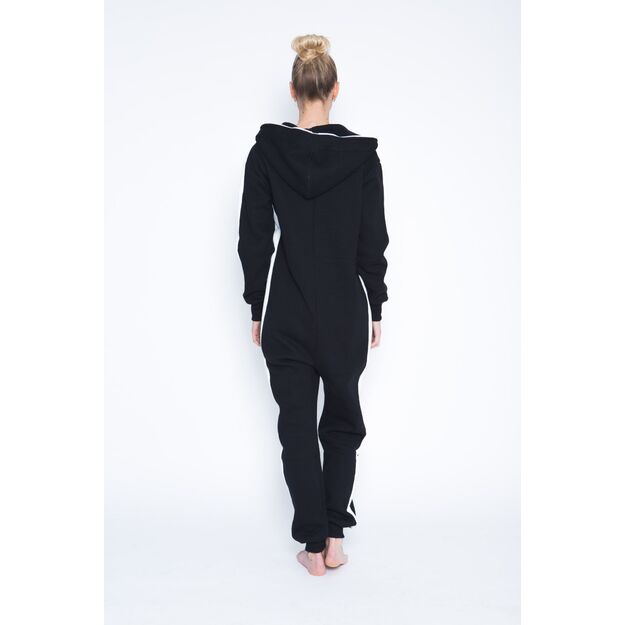 Sofa Killer black onesie with white vertical lines