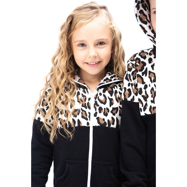 Sofa Killer black unisex kids onesie with leopard pattern LEO