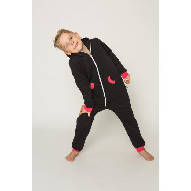 Sofa Killer black unisex kids onesie with red cuffs