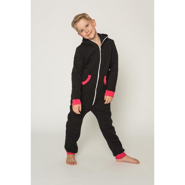 Sofa Killer black unisex kids onesie with red cuffs