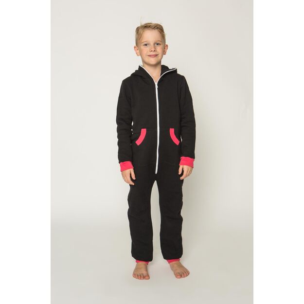 Sofa Killer black unisex kids onesie with red cuffs