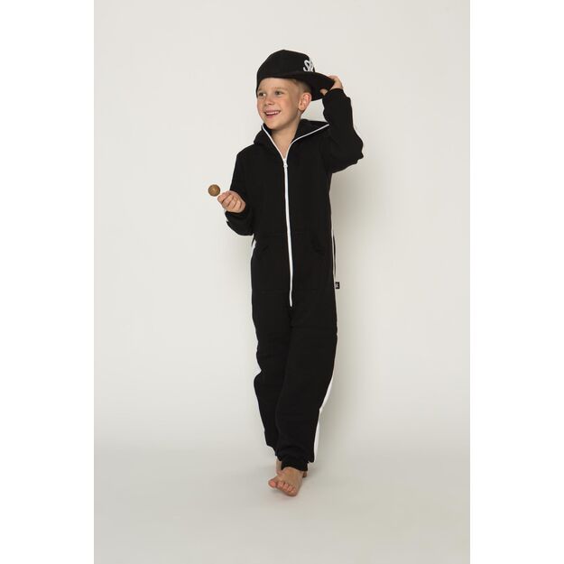 Sofa Killer black unisex kids onesie with white vertical lines