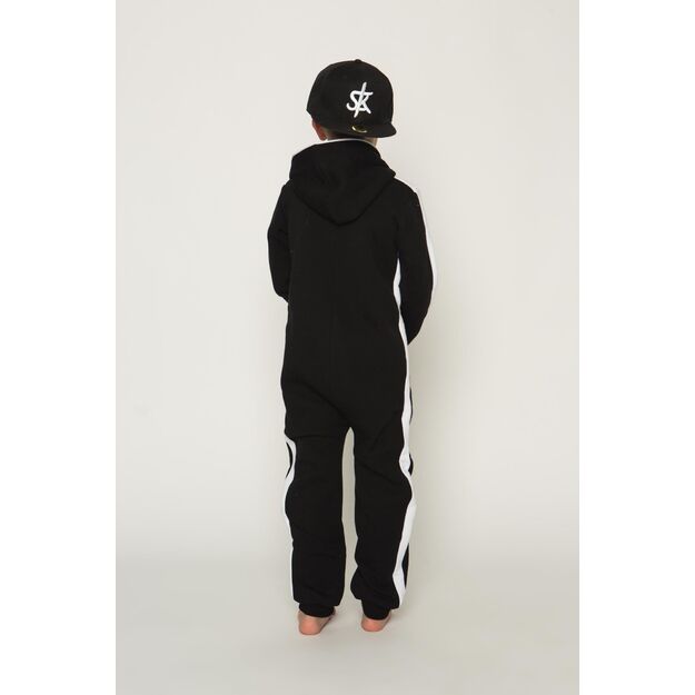 Sofa Killer black unisex kids onesie with white vertical lines