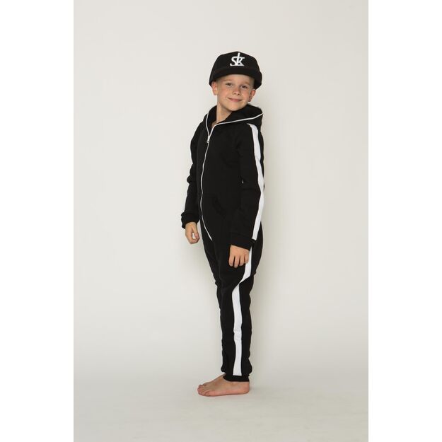 Sofa Killer black unisex kids onesie with white vertical lines