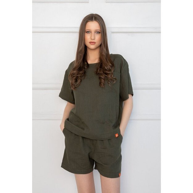 Sofa Killer dark green linen women lounge wear set