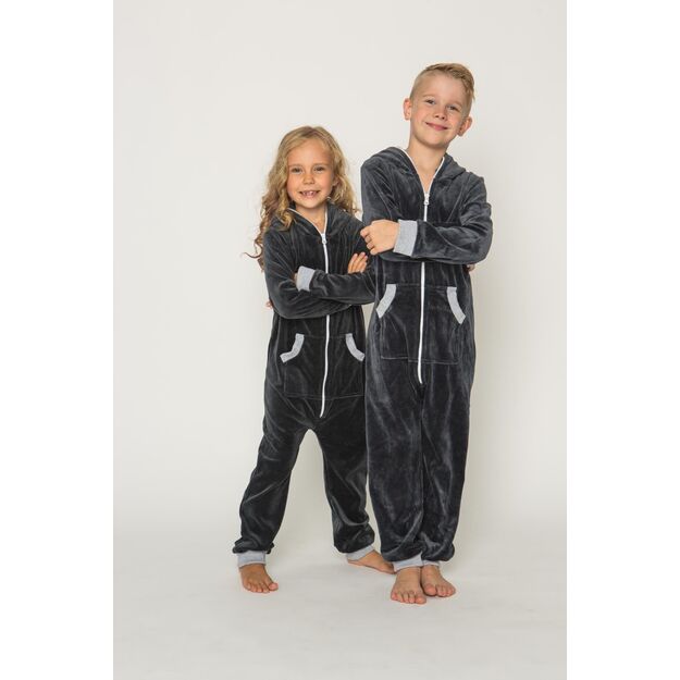 Sofa Killer dark grey unisex kids velours onesie