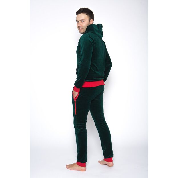 Sofa Killer emerald green men velours lounge wear with red cuff