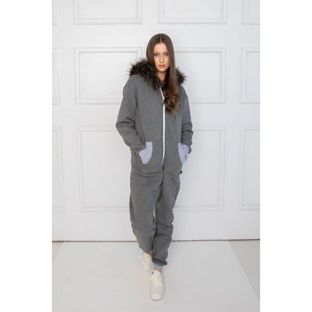 Sofa killer grey onesie with fur hood