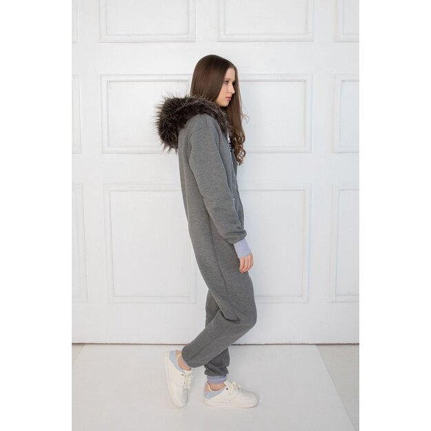 Sofa killer grey onesie with fur hood