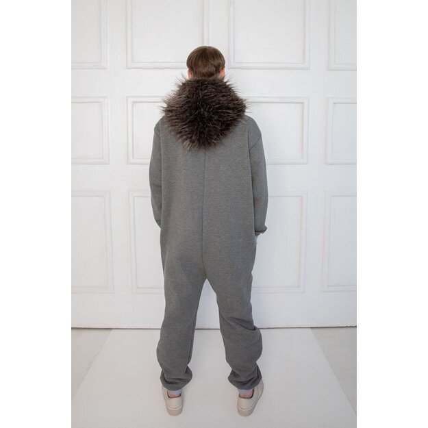 Sofa killer grey onesie with fur hood