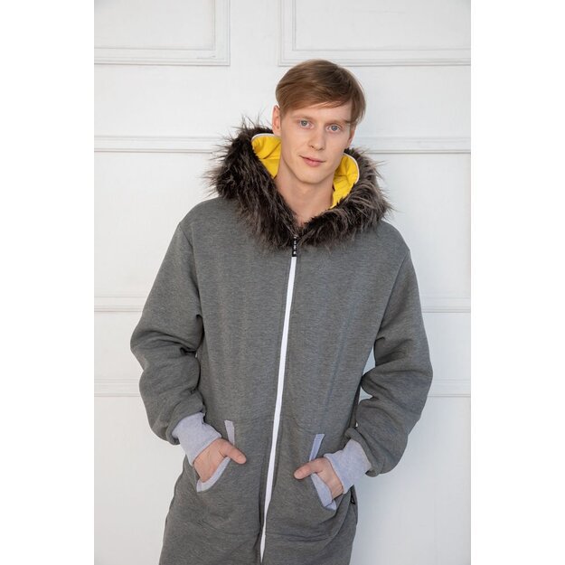 Sofa killer grey onesie with fur hood