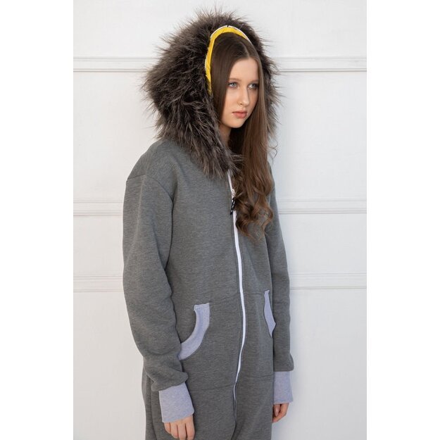 Sofa killer grey onesie with fur hood