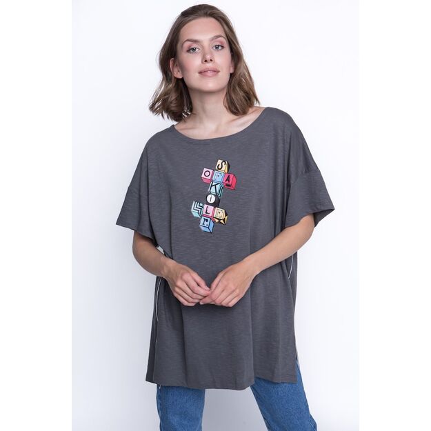 Sofa Killer grey summer t-shirt with application Cubic cross