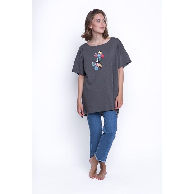 Sofa Killer grey summer t-shirt with application Cubic cross