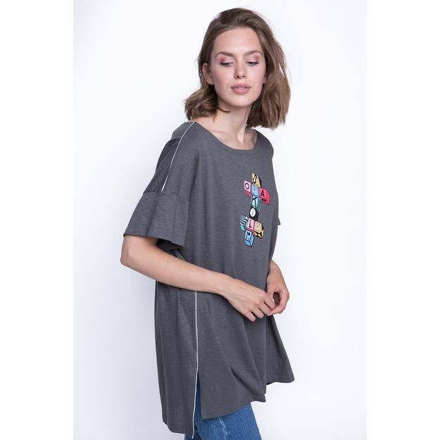 Sofa Killer grey summer t-shirt with application Cubic cross