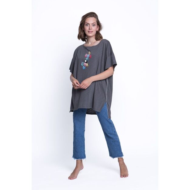 Sofa Killer grey summer t-shirt with application Cubic cross