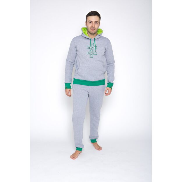 Sofa Killer light grey men lounge wear with green cuff LTU