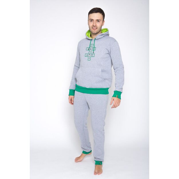 Sofa Killer light grey men lounge wear with green cuff LTU