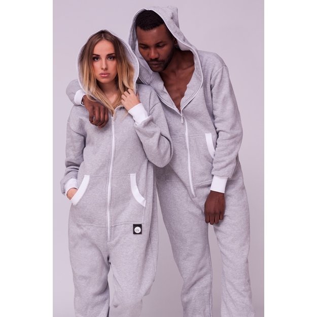 Sofa Killer light grey onesie with white cuff