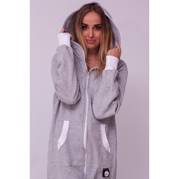 Sofa Killer light grey onesie with white cuff