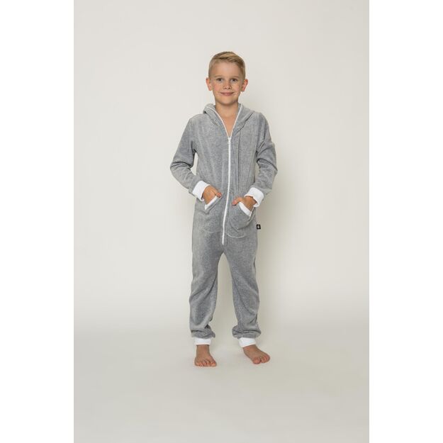 Sofa Killer light grey unisex kids velours onesie